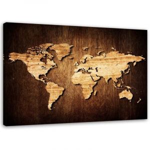 Tableau sur toile Carte du monde en bois 90x60