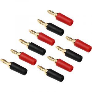 5 Ensembles 2.5mm Fiche Banane Haut-parleur Fiche Banane Fiche Banane Laiton plaqu&eacute; or &agrave; Souder Connecteur Haut-parleur M&acirc;le Rouge et Noir