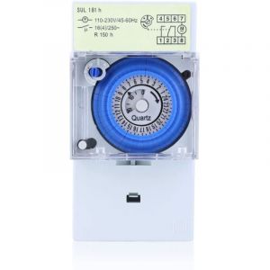 Tuserxln - SUL181h Minuterie mécanique, minuterie à quartz 24 heures,horloge modulaire,interrupteur relais, 110230VAC 16A
