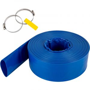 Mophorn - Tuyau de refoulement, tuyau plat en pvc de 3 po x 105 pi, tuyau de vidange à contre-courant robuste avec colliers de serrage, résistant aux