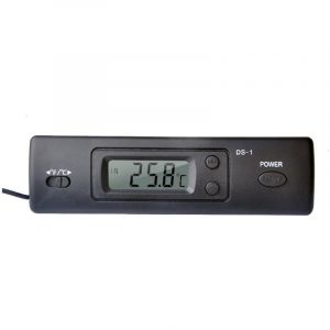 Thermomètre Mini thermomètre de voiture thermomètre électronique avec affichage de la fonction de temps avec sonde DS-1, Noir - Noir