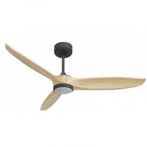 Klassfan - Bolt, Ventilateur d&eacute;stratificateur d'air, pales bois clair132Cm, moteur noir, 100 % efficace hiver/&eacute;t&eacute; avec lampe.