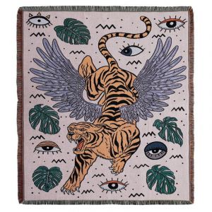 160 x 130 cm, couverture tricot&eacute;e &agrave; motif tigre, d&eacute;cor&eacute;e de franges, style boh&egrave;me, simple, douce et confortable, prot&egrave;ge du froid, pour canap&eacute;,