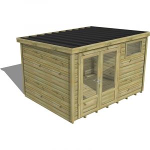 Abri Français - abri de jardin bois traité 27mm, Essentiel, 3,4x2,6m, 9m2, Plancher