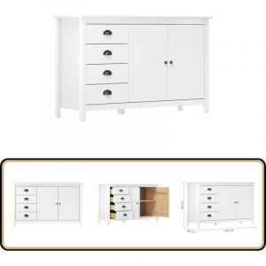 Vidaxl - Buffet Hill Blanc 130x40x80 cm Bois de pin solide - Buffet Blanc - Meuble Rangement - Commode - Buffet En Bois - Mobilier Salon