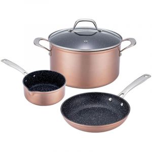 LAGUIOLE CUISSON - Set de 4 pi&egrave;ces cuivr&eacute; 28cm Greblon c&eacute;ramique - "H&eacute;ritage"