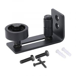 Ugreat - Rail de porte coulissante robuste pour portes de grange, butée en acier au carbone noir 8 en 1, conception à fond affleurant, panneaux de