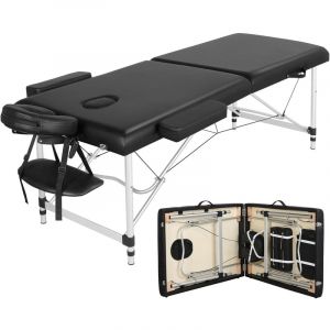 Yaheetech - Table de Massage Pliante 2 Section 70 x 213 cm Lit de Massage Professionnelle Portable Aluminium Housse de Transport pour Thérapie Salon