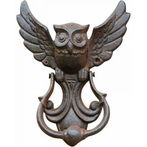 Chouette Porte Heurtoir, Heurtoir de Porte en Fonte Vintage Poign&eacute;e de Porte, Motif Chouette Heurtoir de Porte en Fonte Style Ancien D&eacute;coration(Brown