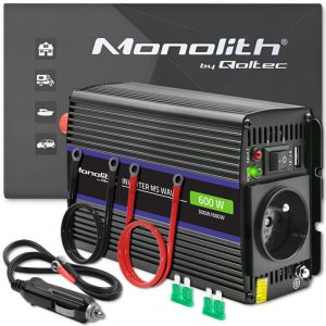 Convertisseur de tension Qoltec Monolith 600 MS Wave 12 V &agrave; 230 V 300/600 W USB