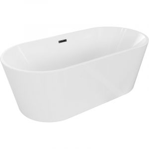 Mexen - Luna baignoire autoportante 140 x 75 cm, blanche, trop-plein noir - 52031407500-70