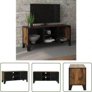 The Living Store - Meuble tv Marron rustique 105x36x47 cm Métal et mdf - Meuble Tv - Meuble Téléviseur - Meuble Industriel - Meuble Métallique