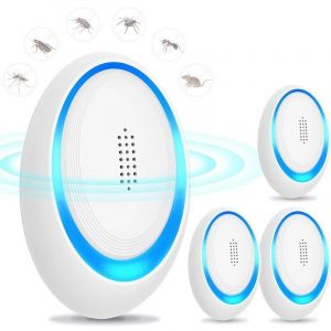 R&eacute;pulsif anti-moustiques &agrave; ultrasons, prise anti-moustiques &agrave; ultrasons, pack de 4 ultrasons