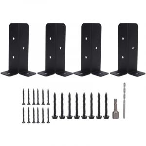 Supports d'ancrage de poteau robustes, 4 ensembles, kit de montage de base en m&eacute;tal, support de terrasse universel, cl&ocirc;ture, porche, balustrade,