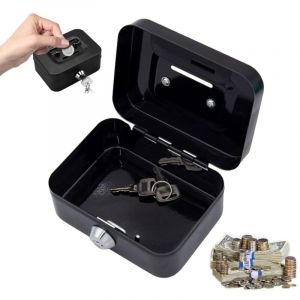 Petite Caisse Forte, &Eacute;l&eacute;gante caisse &agrave; monnaie, 11,5 x 8,5 x 5,8 cm, Caisse avec Serrure &agrave; Cl&eacute;, Coffre fort, Caisse &agrave; monnaie, Caisse en Acier