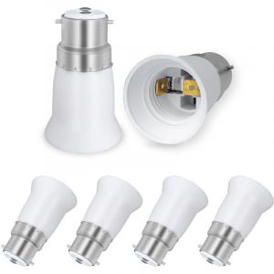 Adaptateur de Douille B22 vers E27, Convertisseur de Douille &agrave; Ba&iuml;onnette B22 &agrave; E27 pour Ampoule LED Incandescente Halogene Adaptateur Culot Douille,