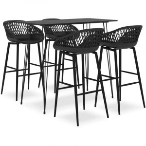 Ensemble de bar 5 pcs, Table Mange-Debout Tabouret Haute Cuisine Set, Salle à Manger Bistrot Noir LCS5553 design in