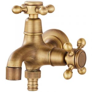 Robinet Antique Europ&eacute;en &Agrave; Double Usage Style Mop Piscine Robinet Salle De Bains Mural Ext&eacute;rieur Jardin Robinet Laiton Vintage