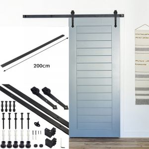 Swanew - Système de porte coulissante Ensemble d'accessoires pour Rail au sol Rail de porte à rouleau en bois Verre 150kg Pfeil 200CM