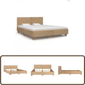 Vidaxl - Cadre de lit sans matelas tissé à la main Rotin véritable - Cadre De Lit Rotin - Lit Double - Lit Artisanal - Lit En Acajou - Mobilier