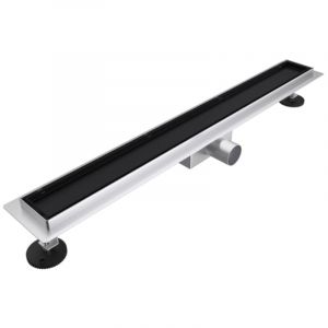 Fortifura Galeria Caniveau de douche - 200cm - grille à carreler - avec bride de sol - Noir mat