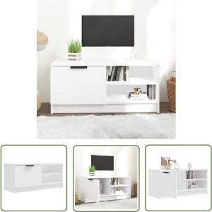 Meuble tv Blanc 80x35x36,5 cm Bois d'ingénierie - Meubles Tv - Meuble Tv - Support Tv - Unité Tv - Meuble Design - The Living Store