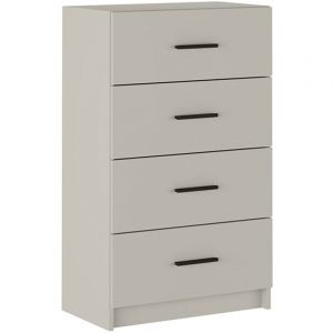 Chiffonnier, meuble de rangement avec 4 tiroirs coloris beige - Longueur 60 x profondeur 34,40 x hauteur 100 cm