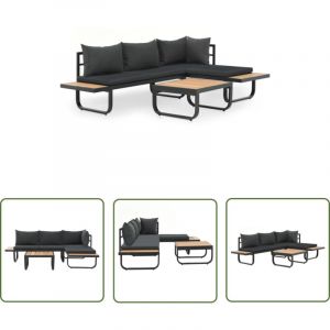 Prolenta Premium &ndash; Canap&eacute; d'angle 2 places avec coussins en aluminium et WPC &ndash; Dimensions 138x60x62cm &ndash; Confort optimal pour int&eacute;rieur et ext&eacute;rieur