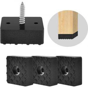Dolaso - 20 Pièces Pieds de Meubles Noirs Pieds Carrés en Caoutchouc Embouts de Pieds pour Chaises de Jardin Adaptés à Tous Types de Meubles,
