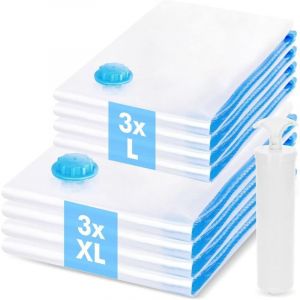 NOLUXA 6 Pi&egrave;ces Sac Sous Vide Vetement Aspirateur,Transparent &eacute;paissi 3 XL + 3 L Sac de Rangement , Vacuum Storage Bags -pompe &agrave; main