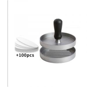 1PC Presse &agrave; Burger Moule Steak Hach&eacute; en Aluminium Rev&ecirc;tement Antiadh&eacute;sif + 100 Feuilles De Papier , Ustensiles Cuisine pour Faire D&eacute;licieux