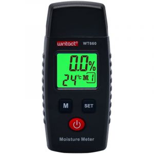 Testeur Humidité, Détecteur d'Humidité à Écran lcd avec rétroéclairage vert, Broche avec 5 Modes, Détecteur de Moisissures pour Bois et Matériaux de