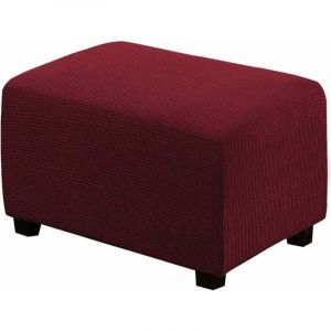 Housse de Pouf carr&eacute;e Extensible en Peluche, Housses de Repose-Pieds en Jacquard Doux pour prot&eacute;ger Le Repose-Pieds, Housse de Pouf avec Fond