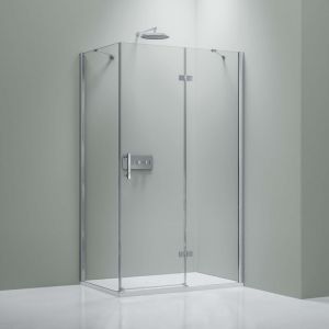 Bernstein - Cabine de douche d'angle en verre tremp&eacute; s&eacute;curitaire esg 8mm, Paroi de douche en coin 2 portes battantes, Profil&eacute; Chrome - DX403 Porte
