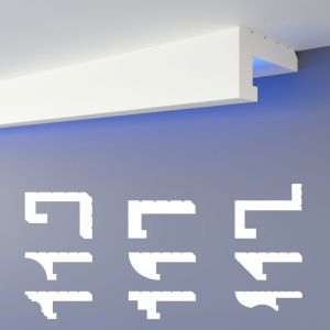 Heximo &ndash; Profil&eacute; de joint d'ombre LED 1,7m &ndash; Moulure en polystyr&egrave;ne extrud&eacute; blanc &ndash; Dimensions 60x35mm &ndash; R&eacute;sistant &agrave; l'humidit&eacute; et ignifuge - HLED-11