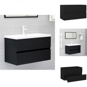 Vidaxl - Armoire d'évier Noir 80x38,5x45 cm Bois d'ingénierie - Meuble Salle De Bain - Armoire Lavabo - Meuble Vasque - Rangement Salle De Bain
