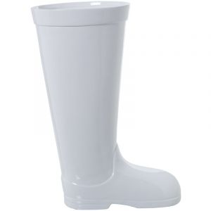 Porte-parapluie en c&eacute;ramique botte blanche 32x18x45 cm