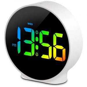 Horloge &Eacute;lectronique Num&eacute;rique - R&eacute;veil Lumineux - Double Alimentation Piles/ Secteur - Horloge Murale LED Multifonction