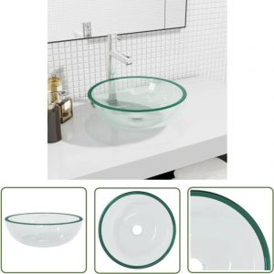 The Living Store Lavabo Verre trempé 35x12 cm Transparent - Lavabo En Verre Trempé - Lavabo Design - Lavabo Moderne - Lavabo Salle De Bain - Lavabo