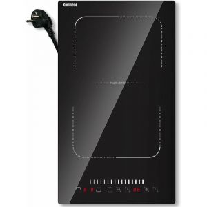 Plaque Induction 2 Feux, Karinear Plaque de Cuisson &agrave; Induction 2 Foyers, Table de Cuisson &eacute;lectrique Encastrable avec Prise, 3500 W, Verre Noir