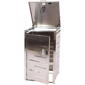 HHG - Cache-poubelle pour 1 personne 018, Cache-poubelle, extensible 103x60x62cm, Acier inoxydable 23kg