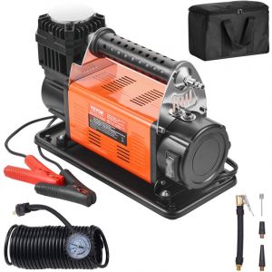 Compresseur deair robuste 12 v, gonfleur de pneus portable 200 L/min, kit gonflage pneus 10,3 bar, pompe a air tout-terrain avec adaptateurs,