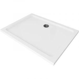 Mexen - Flat receveur de douche rectangulaire slim 130 x 100 cm, Blanc, siphon Noir - 40101013B