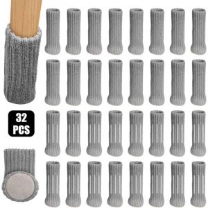 (Gris)32Pcs Chaussettes de Chaise Mobilier en Feutre pour Pieds de Chaise,Table mobilier Tampons Plancher Prot&egrave;ge,&Eacute;vitez Les Rayures et Le Bruit