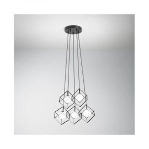 Perenz - Lampe à suspension cube en métal noir mat 5 lampes G9