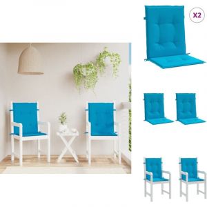 Coussins de chaise de jardin à dossier bas lot de 2 bleu - Coussin De Chaise - Coussin Exterieur - Coussin Jardin - Fauteuil Pliable - Mobilier De
