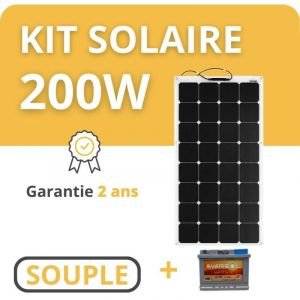 Helios - Kit Solaire Souple + Batterie - Camping Car / Bateau / Tiny House 200W