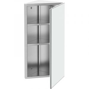 Armoire Miroir Salle de Bain Armoire de Toilette Murale Meuble d'angle 2 étagères dim. 30L x 18,4l x 60H cm Acier INOX.