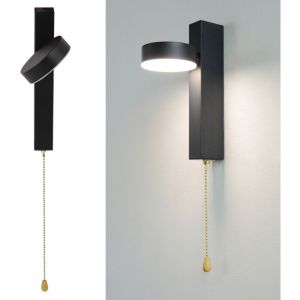 Applique murale int&eacute;rieure 3 modes, Applique Murale Chambre, 3 Niveaux de Luminosit&eacute;, Applique Murale en Aluminium avec Interrupteur &agrave; Tirette pour