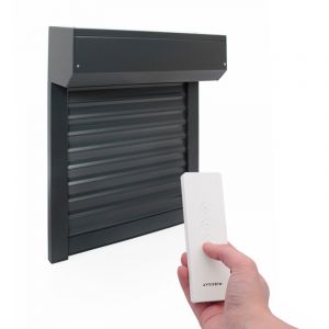 Volet Roulant Électrique Radio - L120 x H220 cm Alu Gris Anthracite - Recoupable - Télécommande incluse